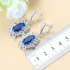 Silver 925 Bridal Costume Jewelry Sets With Natural Stone CZ Blue Dangle Earrings Bracelet And Ring For Women Jewelry18905716