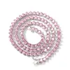 Hot Mens Hiphop Crystal Neckalce, Fashion Pink Diamond Tennis Chain, Top-kwaliteit Kettingen voor man's Rock and Hiphop,