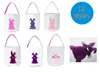 Personalized Easter Bunny Bag Cute Easter Rabbit Basket Sequins Canvas Candy Egg Gift Handbag For Easter Party Favor YD0493