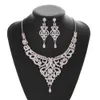 Ny Crystal Bridal Jewelry Set Silver Plated Halsband Diamondörhängen Bröllopsmycken Set för brudbrudtärnor Kvinnor Brud Acce8506657