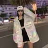 2019 Loose Coat Harajuku Riverdale Windbreaker Kurtki Jesień Holograficzna Tunika Podstawowa Damska Kurtka Odzież ODCZENIA