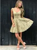2020 Sexy Goud Full Lace Open Back Homecoming Jurken Goedkope Spaghetti Boven Knielengte Party Cocktailjurk Mini Club Prom Dresses
