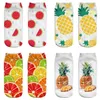 3D printed hosiery socks fruit art painting knitted sport ankle sock women girl dessert sweet Food Cartoon print Skateboard socks