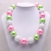 New designable menina miúdo Chunky Beads Colar Rosa + Verde ChiBubblegum Chunky Beads Colar Jóias para a menina Kidsldren