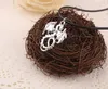 Мода бронзовый посеребренный кулон дракон ожерелье колье Шарм черный кожаный шнур завод ручной работы ювелирные изделия оптом