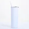 Skinny Tumbler Vakuumisolierte gerade Tassen Wasserflasche Edelstahl Bier Kaffeetasse Thermoskanne Gläser Deckel Strohhalme Trinkgeschirr 20oz A5724