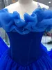 2019 vraies photos de la robe de balle bleue robe de mariée hors de l'épaule dentelle dos dos à volants tulle robe de mariée plus taille personnalisée faite sur mesure