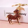 Gold Silver Color Key Chain Alloy Full Rhinestone Paved Animal Goat Pendant Keychain 50 *47mm Car Accessory Bag Key Holder Accessories