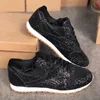 Luxo Mulheres Designer Sapatos Preto Azul Lantejoulas Runner Sneaker Chic Lace-Up Liso Confortável Trainers Party Sapatos Casuais