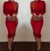 Vrouwen Jurken Winter Zachte Stretch Zwarte Feestjurken Plus Size Skinny Sexy Club Wear Prachtige Warme Maxi Bandage Bodycon Jurk Qua299b