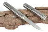 DHL -fraktkollager Flipper Fold Knife D2 Satin Blade Kolfiber + TC4 Titanlegering Handtag med nylonpåse