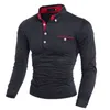 2019 New Spring Fashion Mens Dot Långärmad Polo Shirts Stand Collar Male Solid Pikétröja Gratis frakt plus storlek m-3xl mx190711