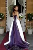 White and Purple Wedding Dresses 2019 Pao Embroidery Vestido de Custom made ALine Strapless Lace up Back Chapel Train Bridal 8880045