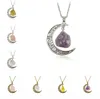 Livraison gratuite ePacket DHL pierre naturelle lune collier étoile ciel clair de lune gemme cristal pendentif DAN70 ordre de mélange pendentif colliers