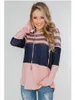 Felpa con cappuccio a righe lavorata a maglia da donna Hip Hop Felpe patchwork da donna Capispalla Pullover Felpe con cappuccio Maglione Taglie forti Abbigliamento per la casa