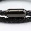 Мода - ювелирные браслеты для мужчин из нержавеющей стали Двухместный Двухместный - потуивая кожаная черная магнитная оснастка Bangle Hot Fashion бесплатно
