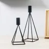 Raw Metal Wire Pyramid Candle Holder Black Modern Geometric Candlestick Iron Taper Candleholder Contemporary Home Party Centerpiece