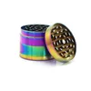 Rainbow Color Zinc Alloy Herb Grinder 4 Layer 40mm 50mm 55mm 63mm Ice Blue Metal Tobacco Grinder Spice Crusher smoking accessories8378023