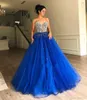 Königsblaue Sweet-15-Quinceanera-Kleider 2019, Perlenverzierung, Strasssteine, Spaghettiträger, Kleider für besondere Anlässe, formelle Kleider, Abendkleid