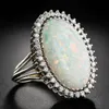 Großhandels-Trendy Silber 925 Schmuck Ring Ovale Form Opal Zirkon Edelstein Ringe für Frauen Hochzeit Party Geschenk Großhandel Größe 6-10