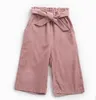 Baby Clothes Girls Boutique Pants Corduroy Wide Leg Pants Girl Solid Casual Capris Belt Elegant Broad Leg Pants Kids Clothing AZYQ4729