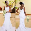 African Mermaid Bridesmaid Dresses Scoop Beads Sequins Plus Size Wedding Guest Dress Zipper Back Satin Maid Of The Honor Gowns Cheap