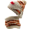 Women's Knitted Crochet Winter Fleece Bicycle Ski Beard Mustache Removeable Face Mask Hood Scarf Scarves Neck Warmer POM POM Hat Beanie Cap