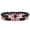 New Handmade Lovers Jewelry Natural 6MM Stone Beads Strands Bracelet 15 Colors Black Copper Charm Bracelets