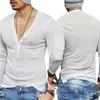 2019 Yeni Stil Sıcak Moda Erkekler Casual Uzun Kollu Slim Fit Gömlek Derin V Boyun Uzun Çizgi Gömlek Üst T-Shirt