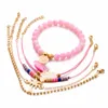 Bohemia abacaxi coração pulseira para mulheres artesanais tecer cor-de-rosa grânulos strand pulseiras pulseras mujer tassel jóias presentes