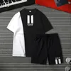 Patchwork Men Tracksuit Set T Shirt Sommar Två Pieces Sporting Track Suit Male Set Printed Tee Tops Shorts Set Mens Track Suit