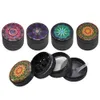 New Mandala Series Metal Aluminum Smoking Herb Grinder 50MM 4 Piece Sharp Diamond Teeth Tobacco Herbal Grinders Spice Crusher Hand8564835