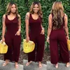 Plus size 3x Women solid color wide leg Jumpsuits fashion Rompers sleeveless flared pants Casua designer Overalls bell-bottoms 2765