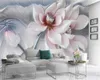 Custom 3d Flower Wallpaper HD 3D Relief tredimensionell rosa lotus anpassade romantiska vardagsrum sovrum vackert tapeter