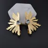 2019 Personality Big Fan Leaf crystal Earrings for Women Boho Gold Color Statement Earrings Earring clip Fashion Jewelry