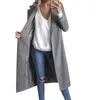 겨울 재킷 여성 양모 블렌드 코트 와이드 옷깃 포켓 외형 긴 트렌치 코트 겉옷 flemed1