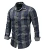 Marke männer Denim Blau Shirts Frühling Lange Ärmel Plaid Farbe Passenden Hemd Designer Revers Shirts Für Männer
