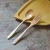 Cuillère et fourchette en bois Cuillère à thé Salade Fourchette à fruits Vaisselle Couverts en bois Vaisselle