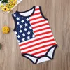 Baby Boy Stars Pagliaccetti Ragazza O-Collo Pagliaccetti senza maniche a righe American Flag Independence Festa nazionale USA 4th July Kids Costume stampa