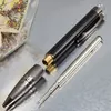 Pure Pearl White Star Crystal Head Fountain Rollerball Ballpoint Pen Quality Luxury Fiber Barrel Classic Stationery med seriell nu262h