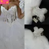 Ballkleid-Hochzeitskleider, herzförmiges Korsett, durchsichtig, bodenlang, Prinzessin-Brautkleider, Perlen-Spitze, Perlen-Hochzeitskleider