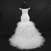 2022 New Off The Ramię Syrenka Smoking Wedding Beadings Ruffles Lace Up Powrót Real Zdjęcia Custom Made Plus Size Bride African Suknia Ślubna