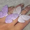 Fashion- size of butterfly ring of sterling silver 925 with the moving butterfly ring with moving wings with color stone wedding jewelry