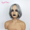 Cena fabryczna Syntetyczna Gray Bob Peruki Afro Kinky Kręcone Nany Szary Peruki Naturalne Pre Stretched Platforma Ombre Brown Peruki Dla Białej Kobiety Kolor