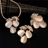 Conjuntos de joyas de ópalo de moda para mujer Circonia cúbica Gota Collar chapado en oro Pendientes colgantes Declaración Regalo de boda nupcial 9459483