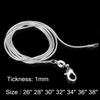 Collar de cadena de serpiente de plata de ley 925 DIY 1 mm Accesorios de joyería de moda para mujeres para hombres Regalos de Navidad y San Valentín 32 36 38 pulgadas