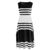 Kvinnor Striped Dress Striping Printing Ärmlös Casual Sexig Oregelbunden Hem Klänning Rund Neck Midi Party Maternity Dresses LJJA2686