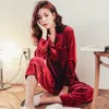 2pcs / Lot Automne Hiver Femmes Pyjamas Ensembles Satin Velours Sexy Chaud Homewear Pijama Pyjama Costume Pour Femmes CX200628