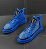 Blue 8011 Italien Rivets Wedding High-top Lace-Up Diamond Men Spike Sneakers Flats Male Designers Chaussures W249