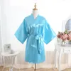 Women's Faux Silk Satin Nightgown Mother Short Sleeve Pure Color Sleepwear Women Summer Loose Home Clothes Bathrobes RRA404